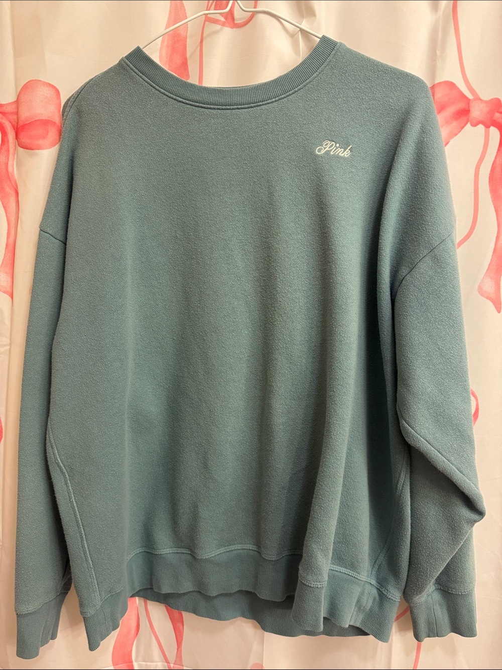 PINK Victoria's Secret Dusty Teal Crewneck Sweatshirt